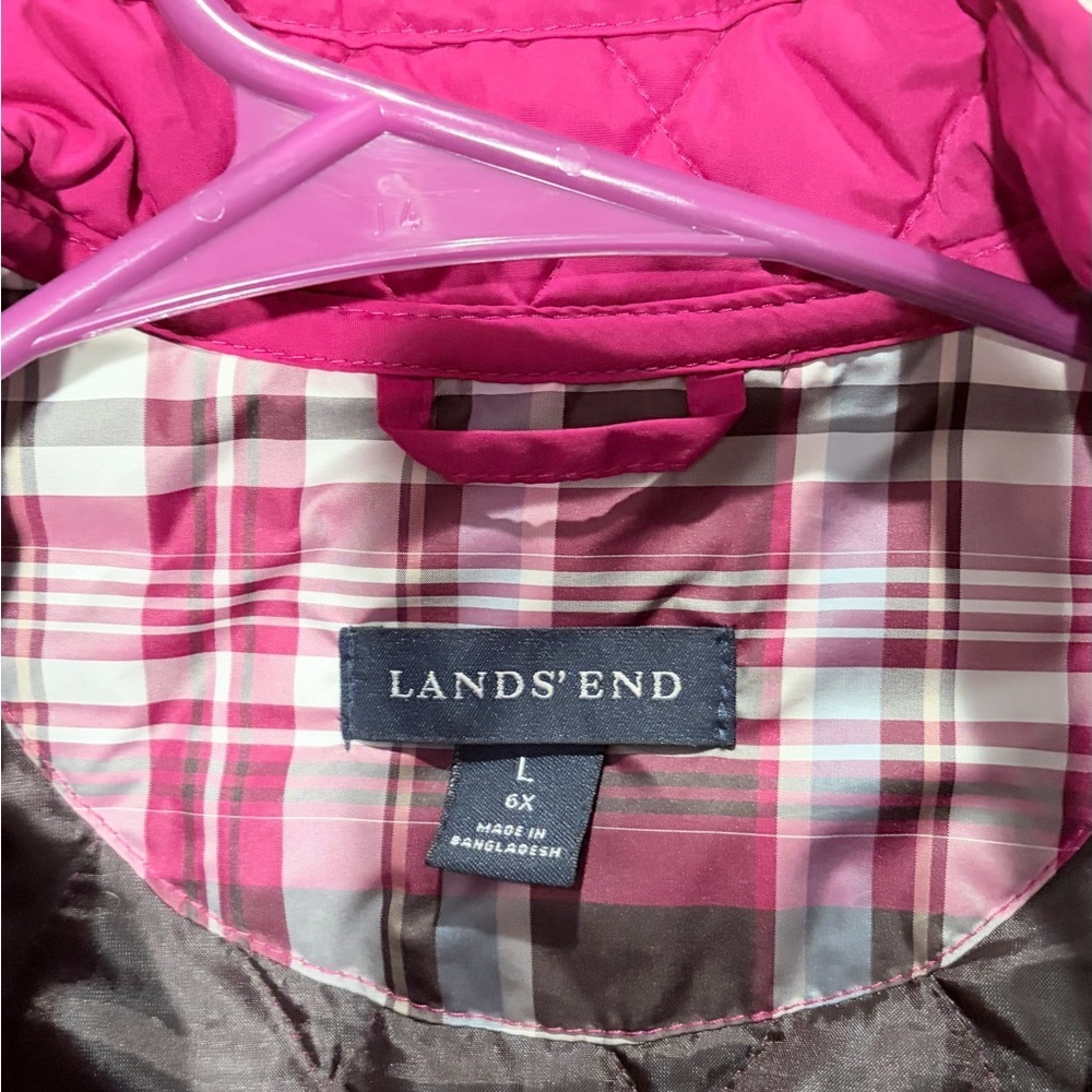 Lands' End Fuchsia Quilted Kids Jacket - Picture 3 of 3